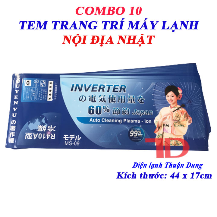 Combo 10 Tem dán trang trí Máy Lạnh nội địa Nhật 44x17cm MS09 - Điện Lạnh Thuận Dung