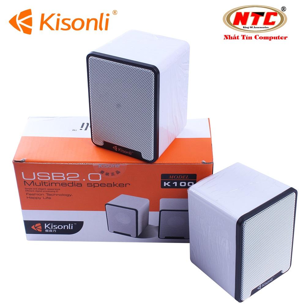 Loa vi tính 2.0 Kisonli K100 kiểu dáng gọn nhẹ (trắng) - Hãng phân phối chính thức - Nhất Tín Computer