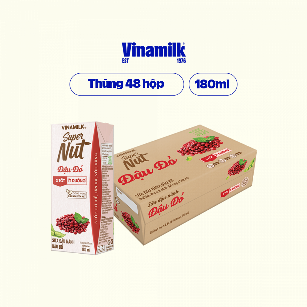 2 Thùng Sữa đậu nành Vinamilk hạt đậu đỏ 48 hộp/thùng