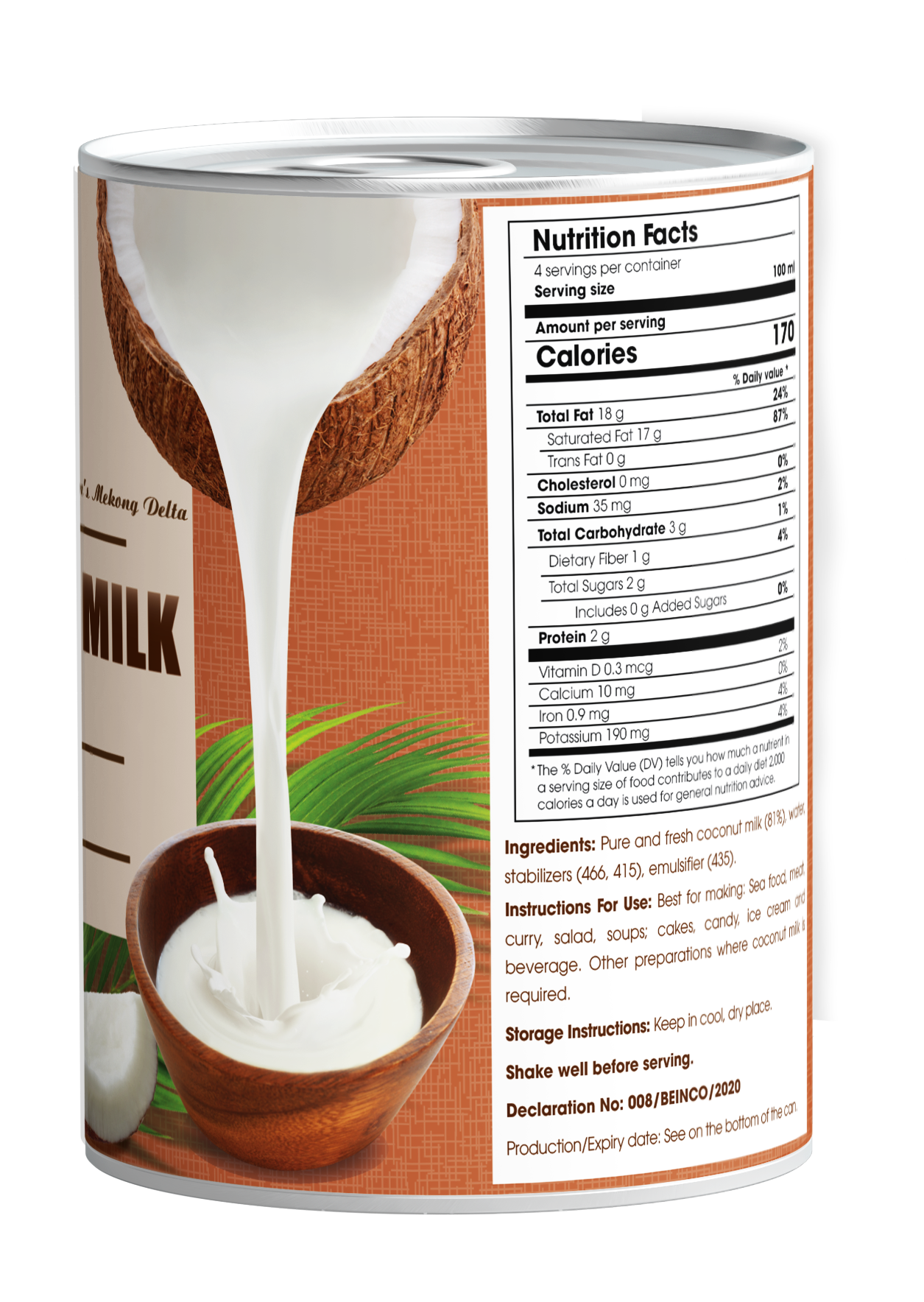 Nước Cốt Dừa Đóng Lon Delta Coco 400ml