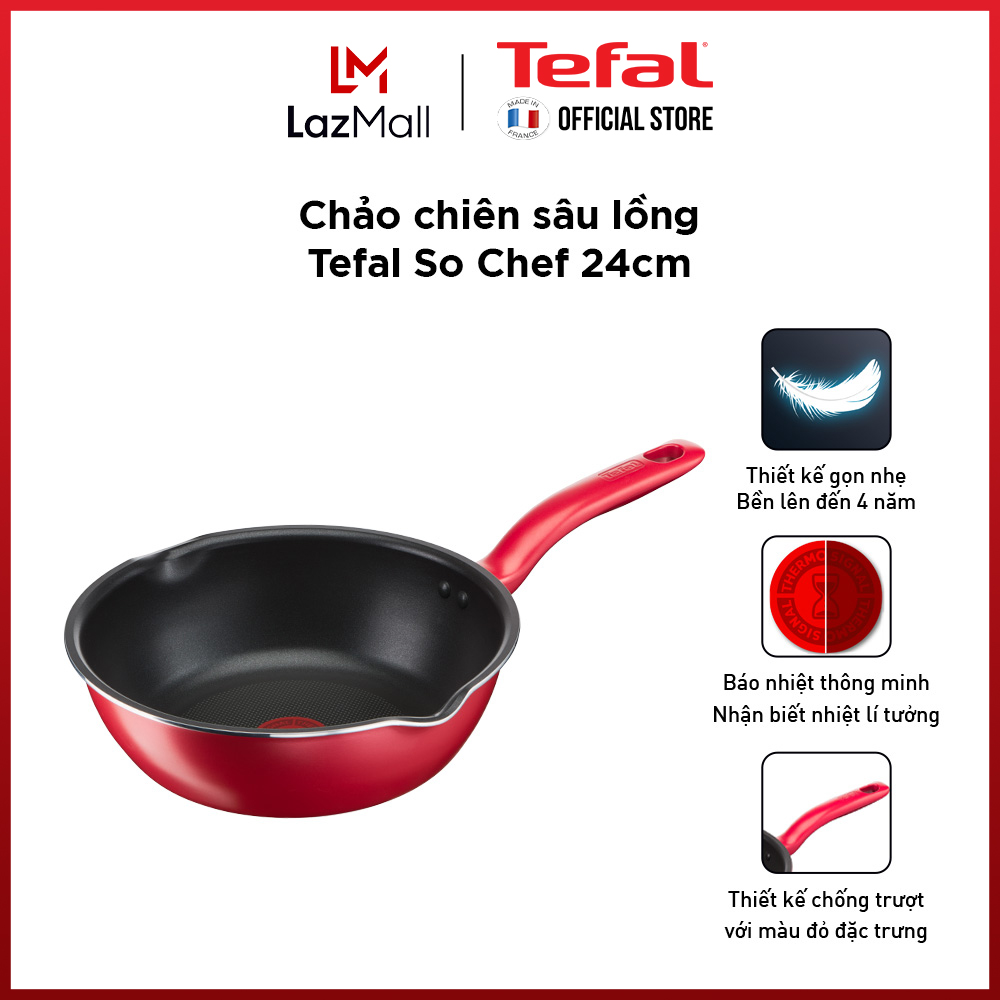 Chảo sâu lòng chống dính đáy từ Tefal So Chef 24cm, dùng cho mọi loại bếp- Gian hàng chính hãng bảo hành 2 năm-G1358495