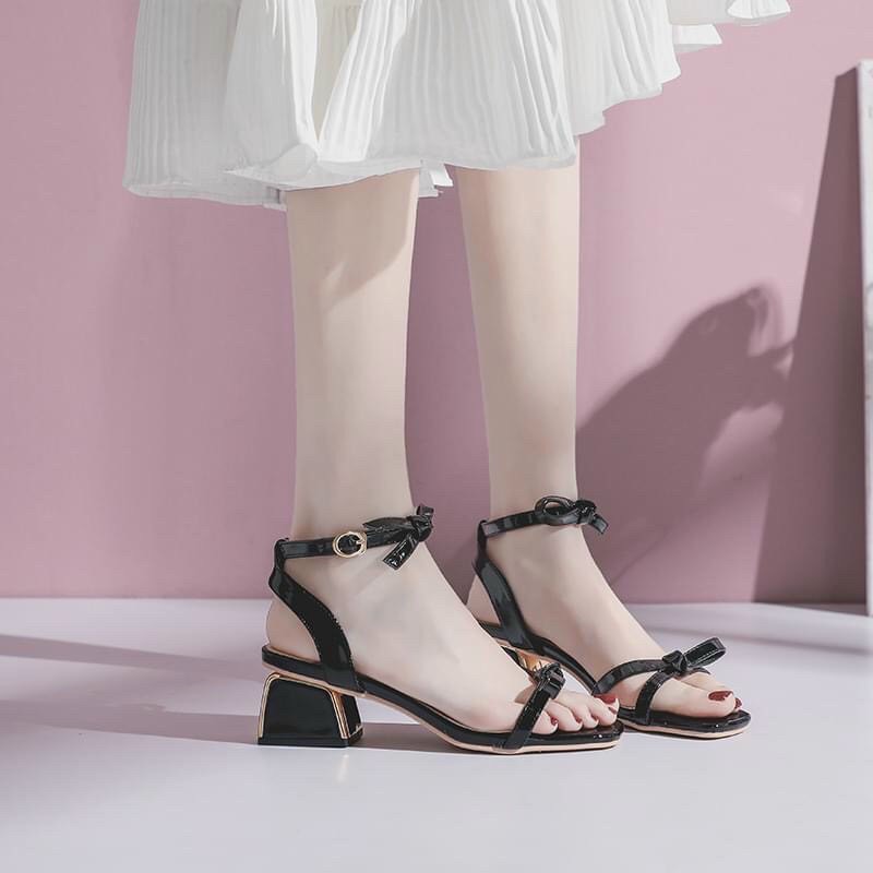 Sandal da bóng đính nơ gót vàng - CG-0497