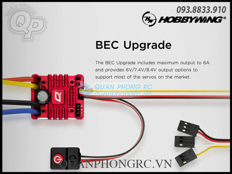 Hobbywing QuicRun WP 1080 G2 80A Brushed ESC For 1:10 Rock Crawler (30120202)