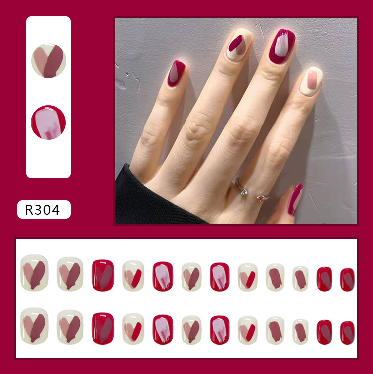 Set 24 Móng Tay Giả Trơn Màu Đỏ Lì