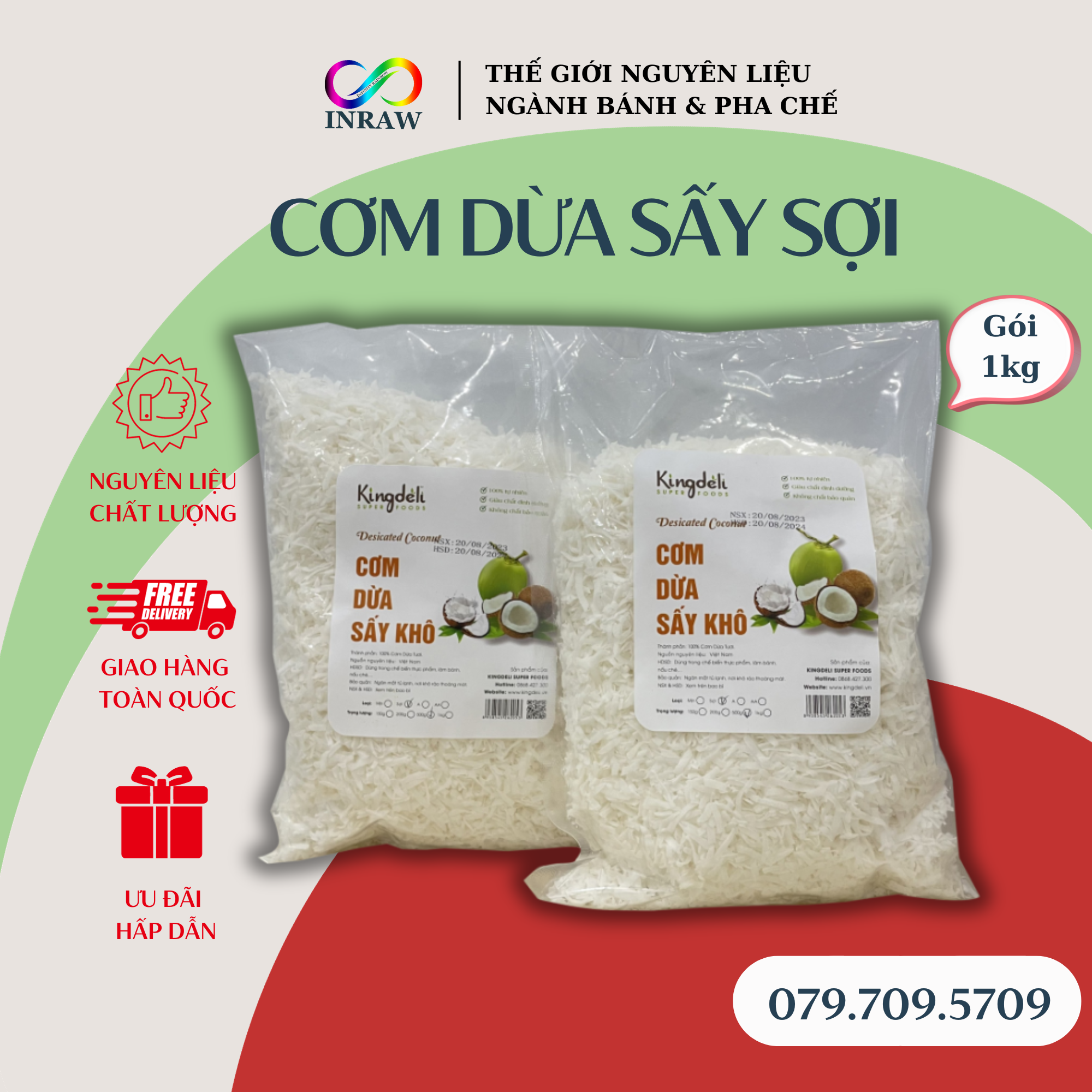 Cơm Dừa Sấy Dạng Sợi Gói 500gr
