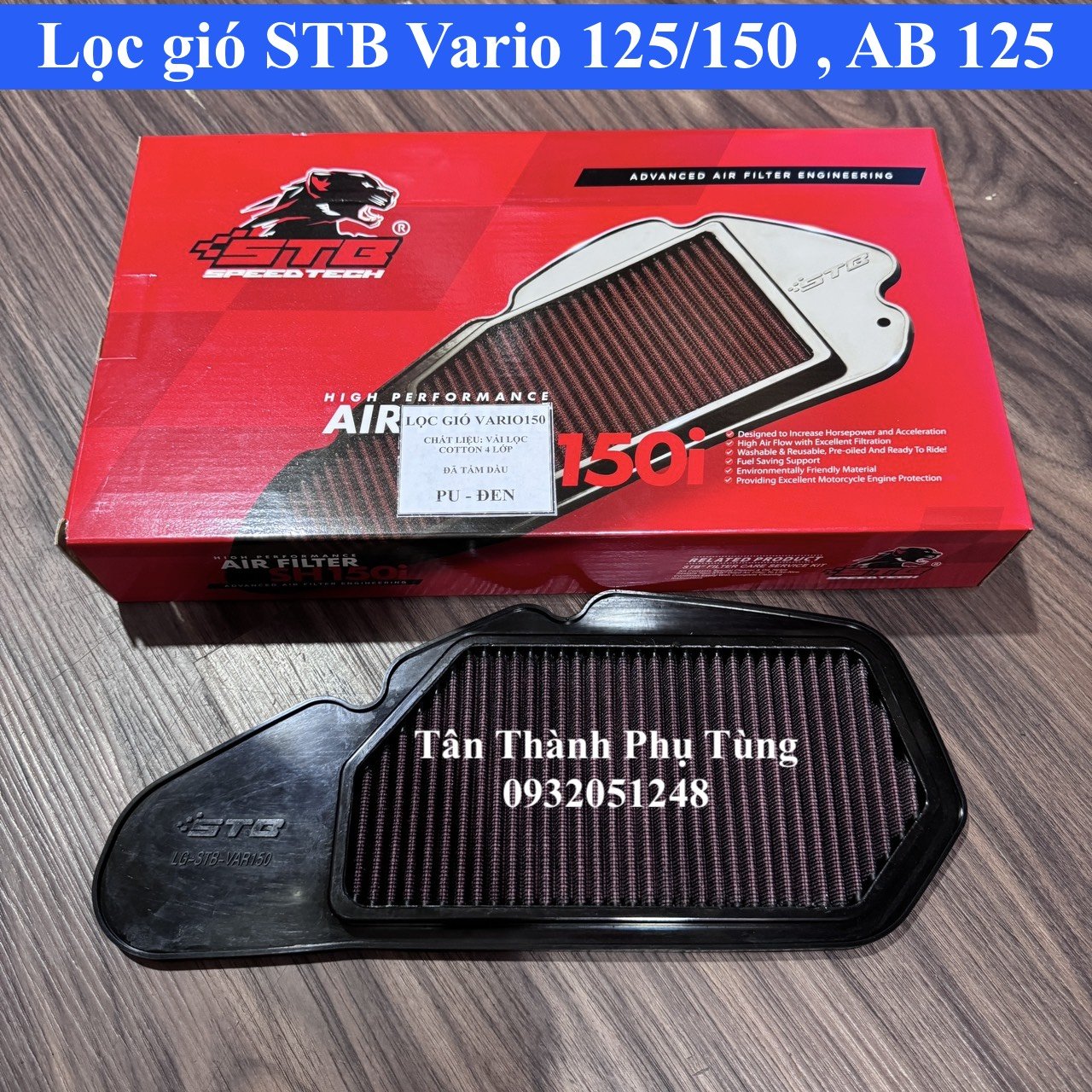 Lọc gió stb vario 125, vario 150, ab 125/150 2 val chính hãng phụtùngxe