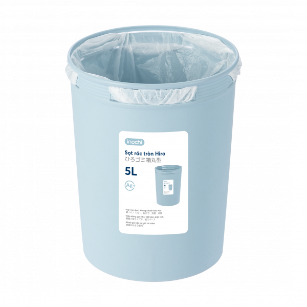 Sọt rác Hiro 5L hàng xuất Nhật, kháng khuẩn Ag+ Nhựa PP nguyên sinh khử mùi, An toàn sức khỏe