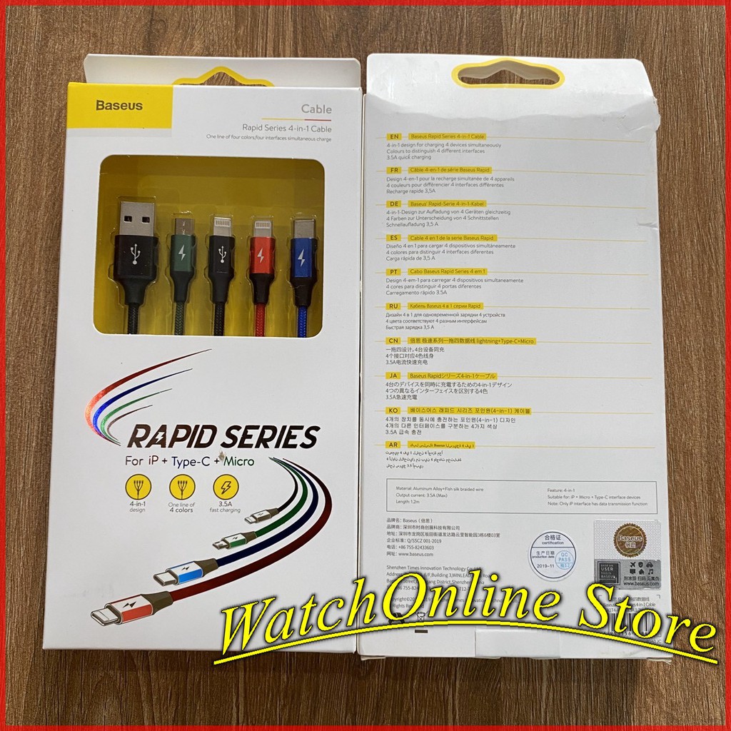 Baseus _ Cáp sạc nhanh 3A Lightning - Type C - Micro USB