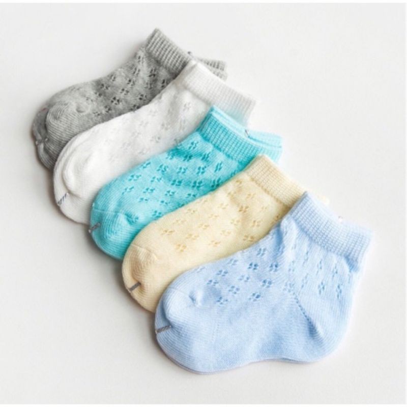 Set 5 đôi tất len sơ sinh / tất len lưới cho bé 0-3 tháng