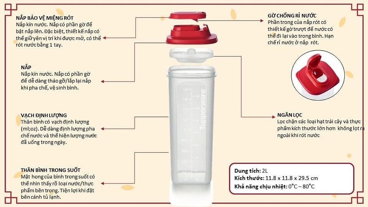 [Chính hãng] BỘ BÌNH ĐỰNG NƯỚC TUPPERWARE MEMBERKIT TASTY SET GEN II