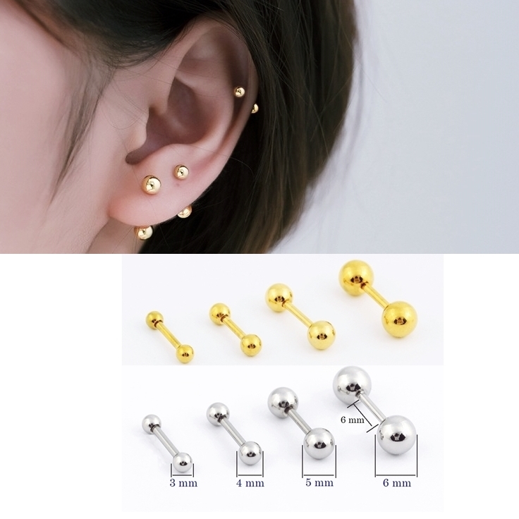 Bông tai titan nữ không gỉ trái tim chữ V tia sét mặt nhám lấp lánh