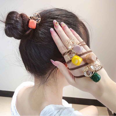 Dây buộc tóc rỗng pha lê phong cách Hàn 2021