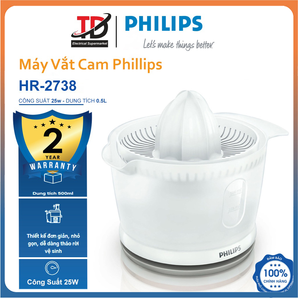 Máy vắt cam philips hr2738, 25w bảo hành chính hãng 2 năm