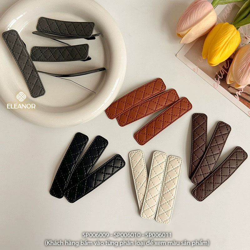 Kẹp tóc nữ Eleanor Accessories kẹp tóc mái bọc da trơn basic phụ kiện tóc 6009