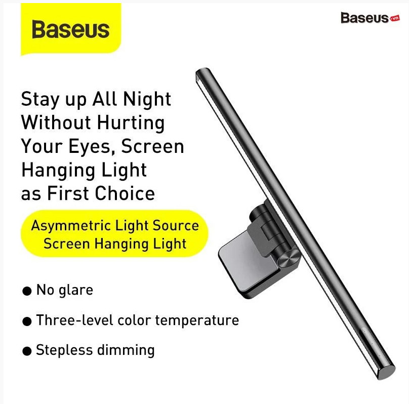 (Có bản Pro) Đèn treo màn hình bảo vệ mắt Baseus i-work, i work Pro  Series (USB Stepless Dimming Screen Hanging light) ❤