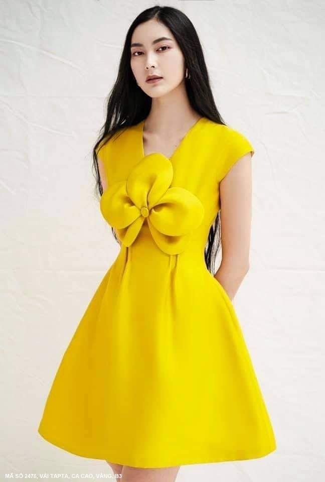 đầm xòe dự tiệc cổ tim đính hoa lớn