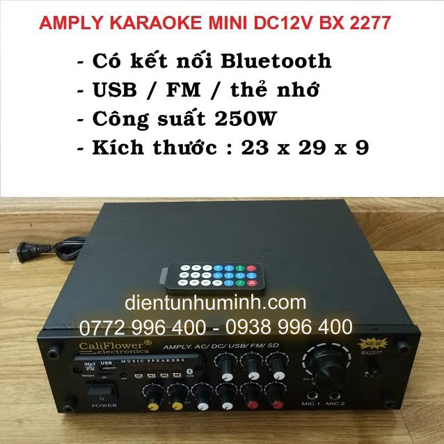 Ampli mini DC12V BX-2277 - Âm Ly Nhỏ Có BLUETOOTH USB Califlower