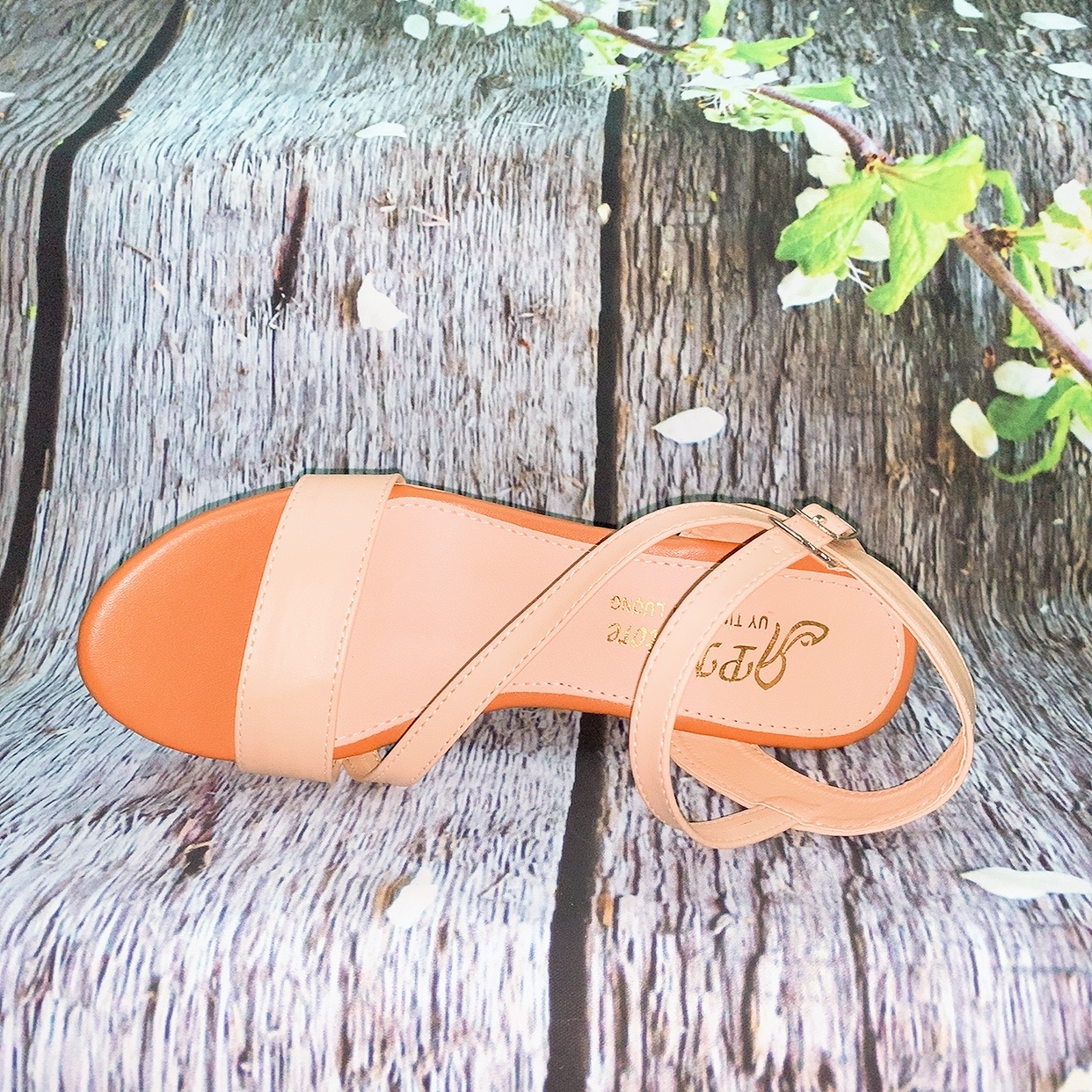 Giày sandal gót xuồng 9p quai ngang