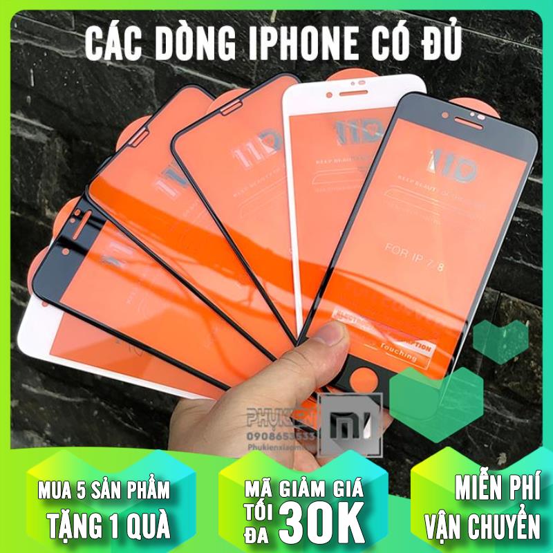 Kính cường lực 11D cho iPhone 6-7-8 / 6-7-8 Plus / X-Xs / Xs Max / iPhone 11 / iPhone 11 Pro / iPhone 11 Pro Max / 12 Mini - 12 - 12 Pro - 12 Pro Max Full viền Đen MIETUBL