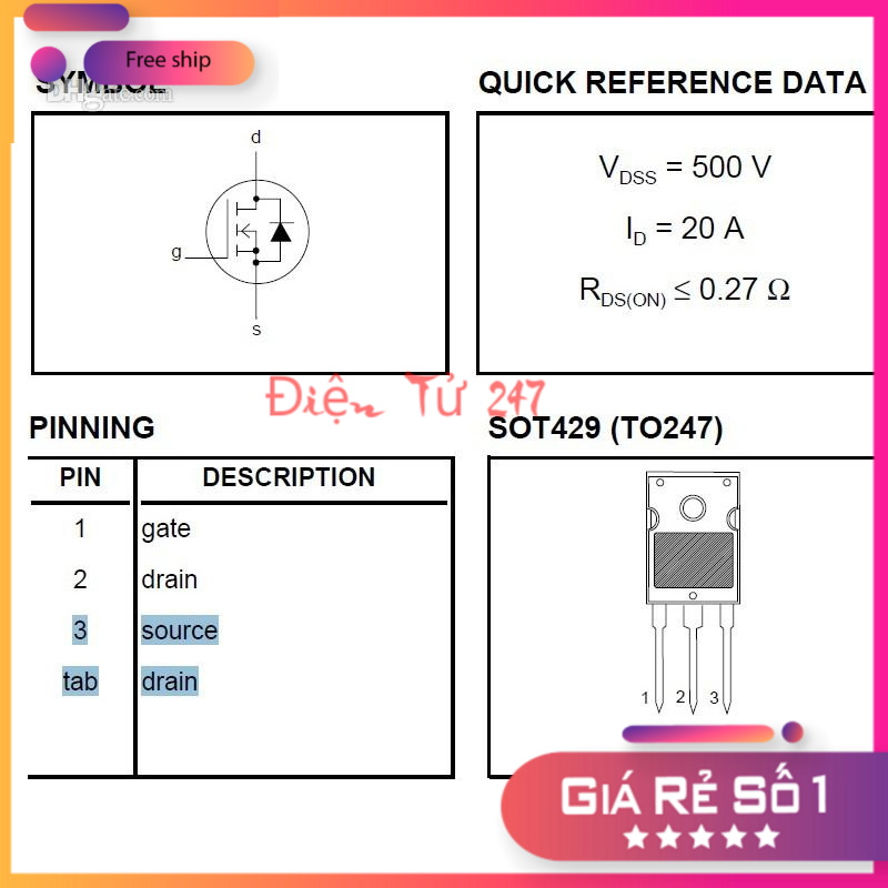 MOSFET IRFP460 N-CH 500V 20A TO-247AC