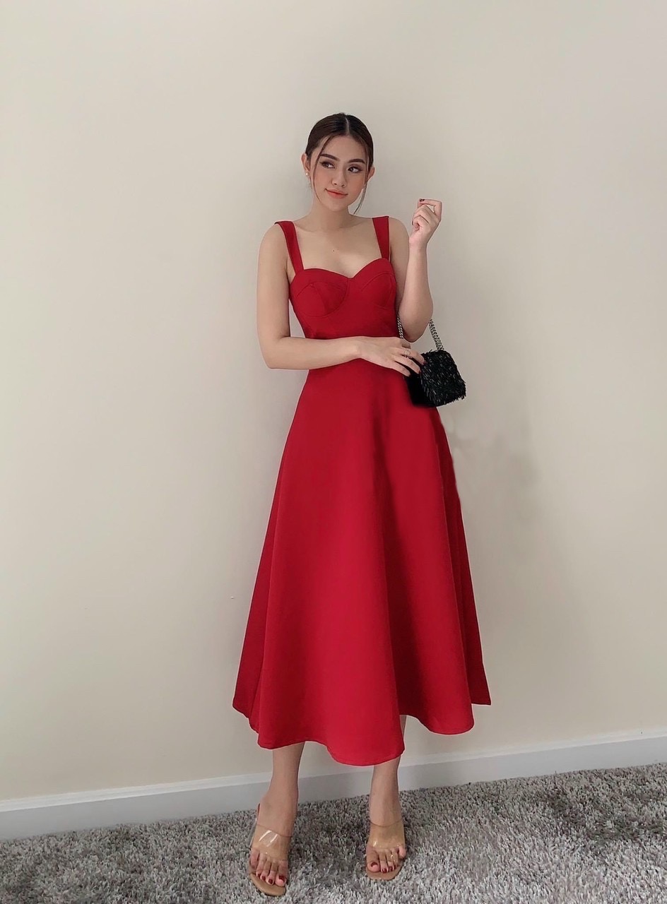 Đầm dây cúp ngực 2 màu
