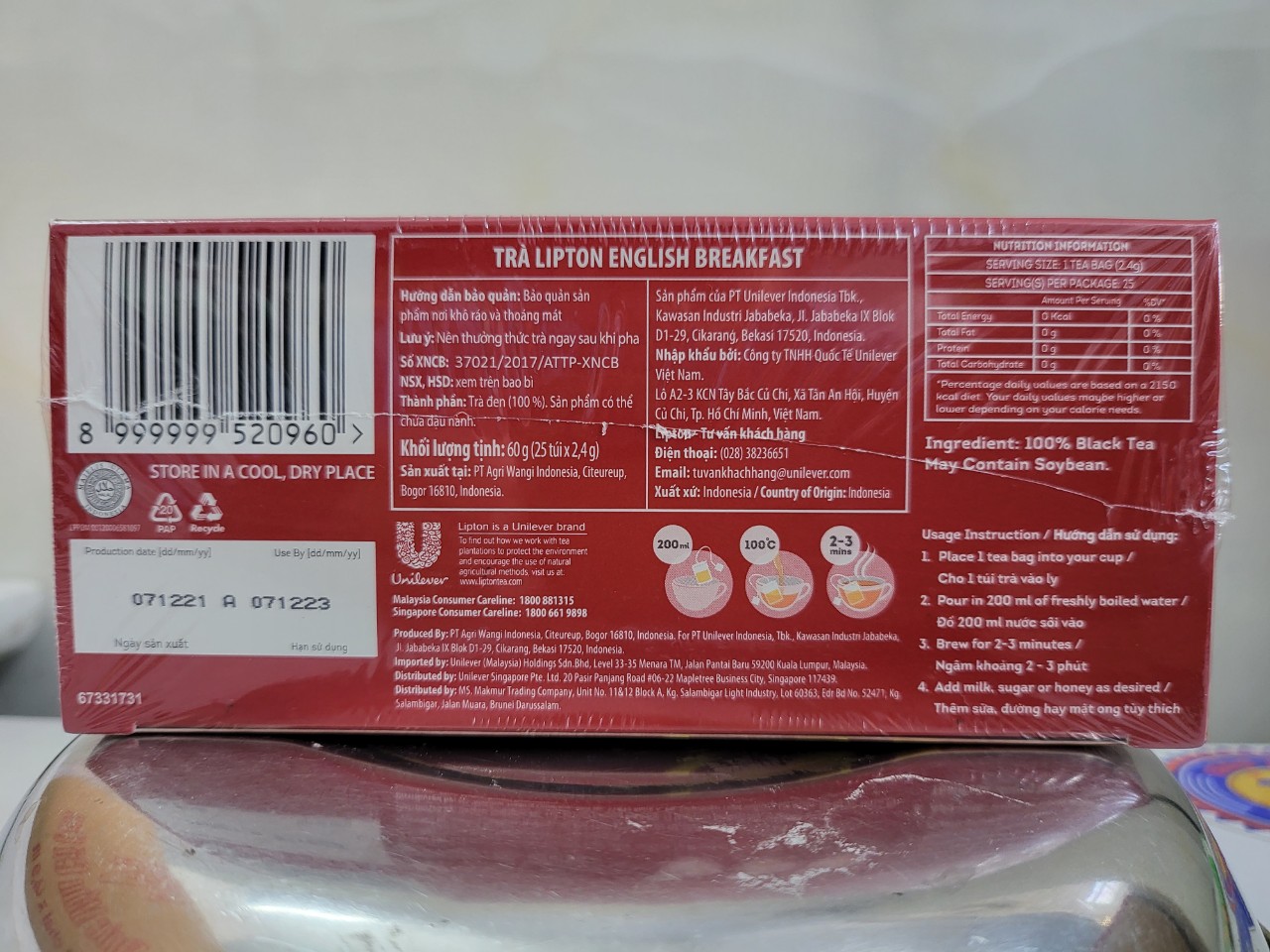 [Hộp ĐỎ 60g – ENGLISH BREAKFAST] TRÀ ĐEN TÚI LỌC [Indonesia] LIPTON Rich Black Tea Bags (halal)