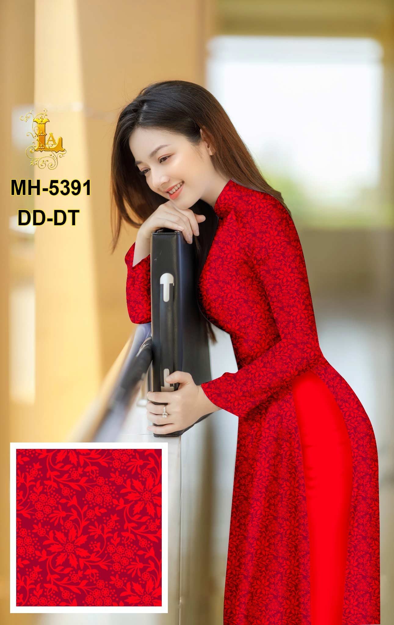 Vải áo dài hoa văn đều áo hiện đại