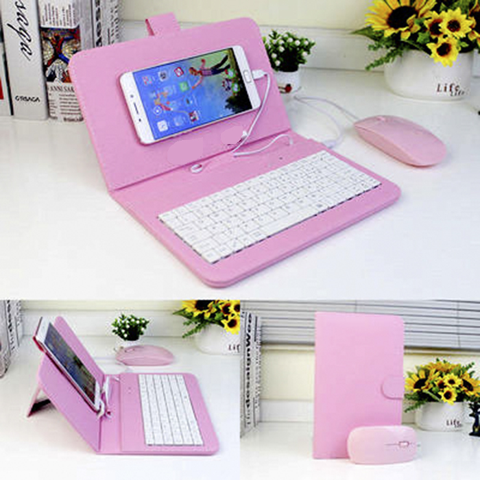 Bao da bàn phím kèm chuột cho điện thoại máy tính bảng từ 4.5-7 inch