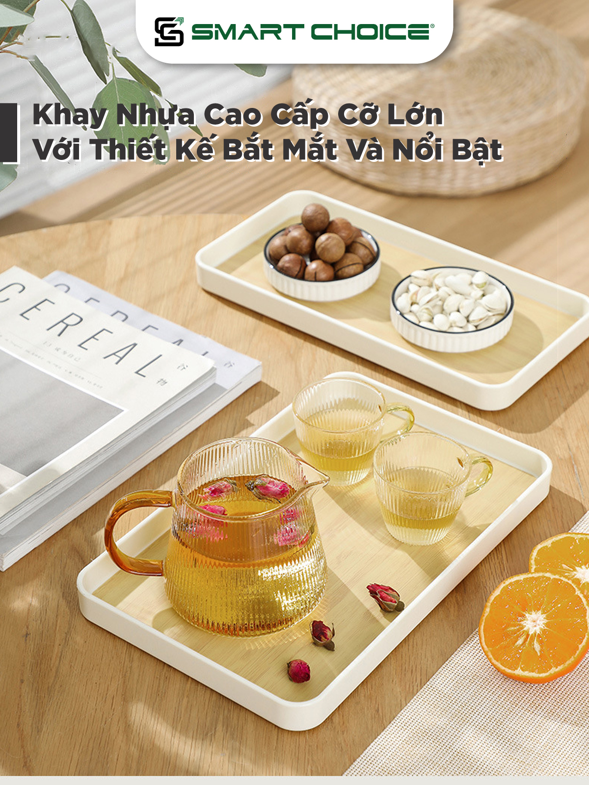 Khay Đựng Cốc SmartChoice Cỡ Lớn Nhựa PP Đựng Chén, Cốc