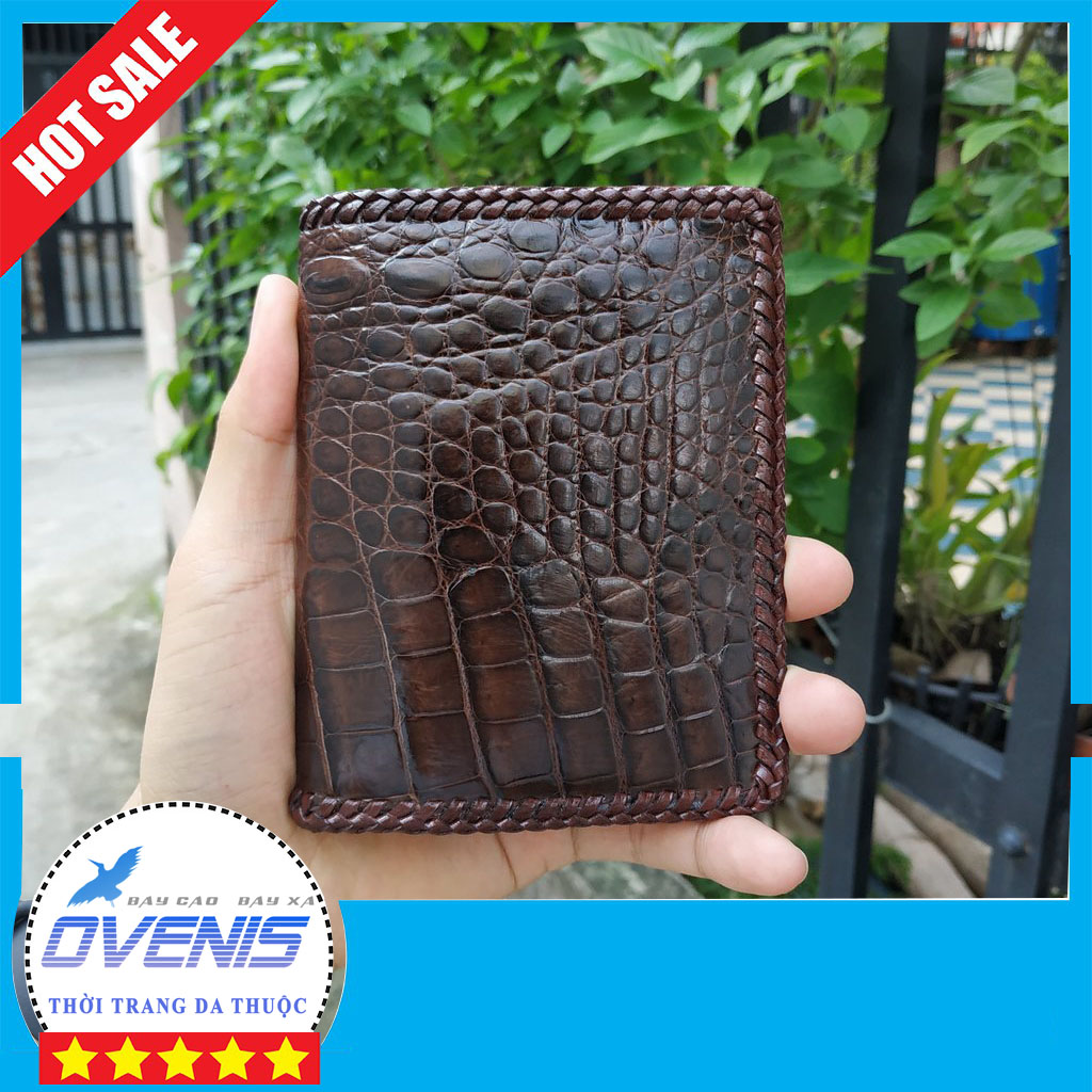 [FREE SHIP] Bóp Nam Da Bụng Cá Sấu 2 Mặt Đan Viền Rất Mềm Và Bền VS2V14N