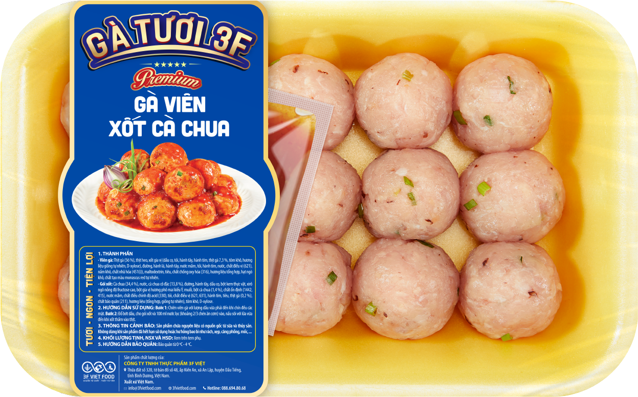 3F Gà viên xốt Cà chua 415gr [HCM]