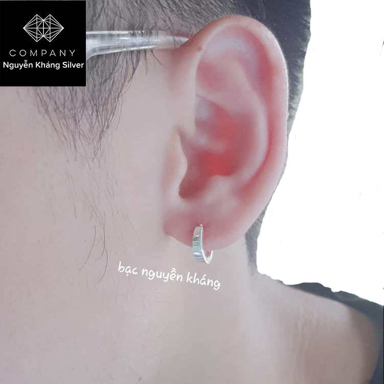 1 chiếc khuyên tai bạc tròn trơn nam nữ nhiều loại