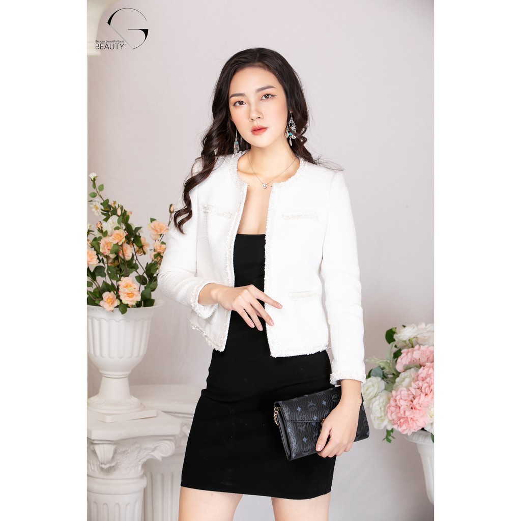 G Beauty Áo Vest Phối Ren Trắng