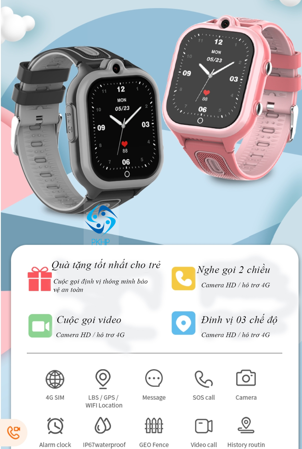 Đồng hồ thông minh WONLEX KT29 4G , GPS