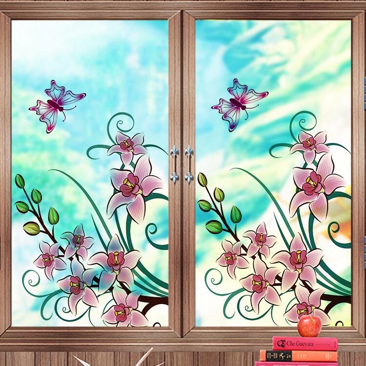 [HCM]Decal Dán Kính Cao Cấp - Hoa Ly Hồng cong ( 60x116 )-DK1046