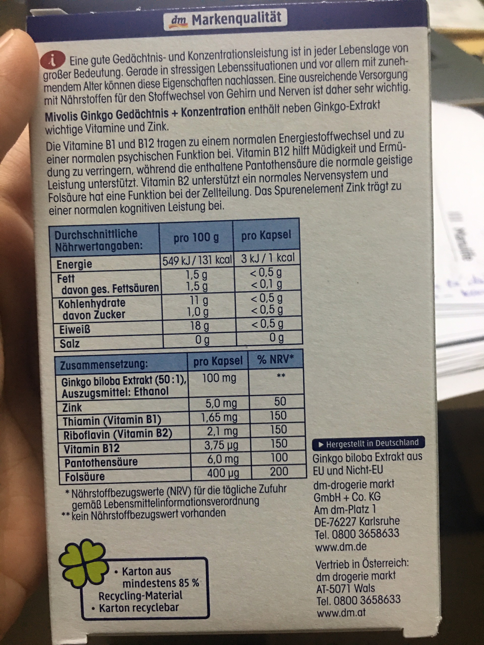 [HÀNG NỘI ĐỊA ĐỨC] Mivolis Đức- Viên Uống Bạch Quả (BỔ NÃO GINKGO BILOBA )