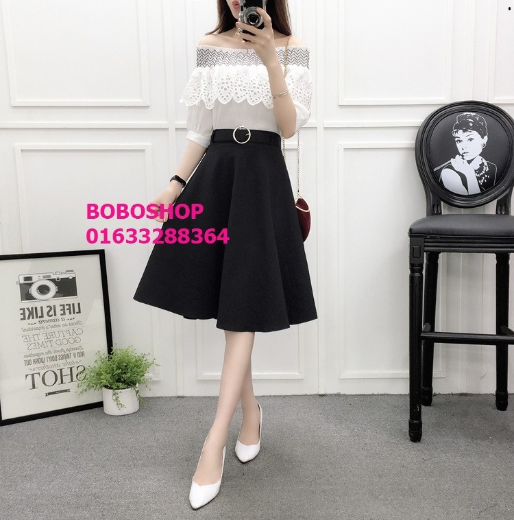 [HCM]Chân váy xòe kèm belt hottrend