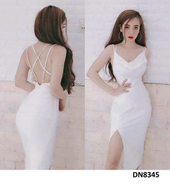 Đầm body cổ rũ hở lưng đan dây sexy