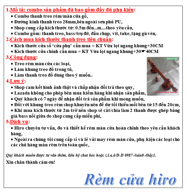 Thanh treo rèm màn cửa gỗ 1.2m