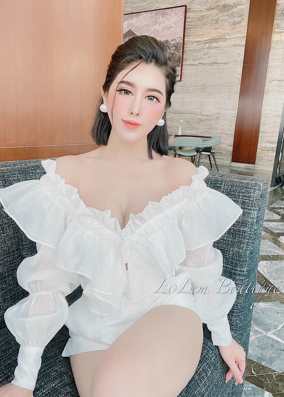 ÁO BẸC VAI VOAN CỔ V, PHỤNG HOÀNG