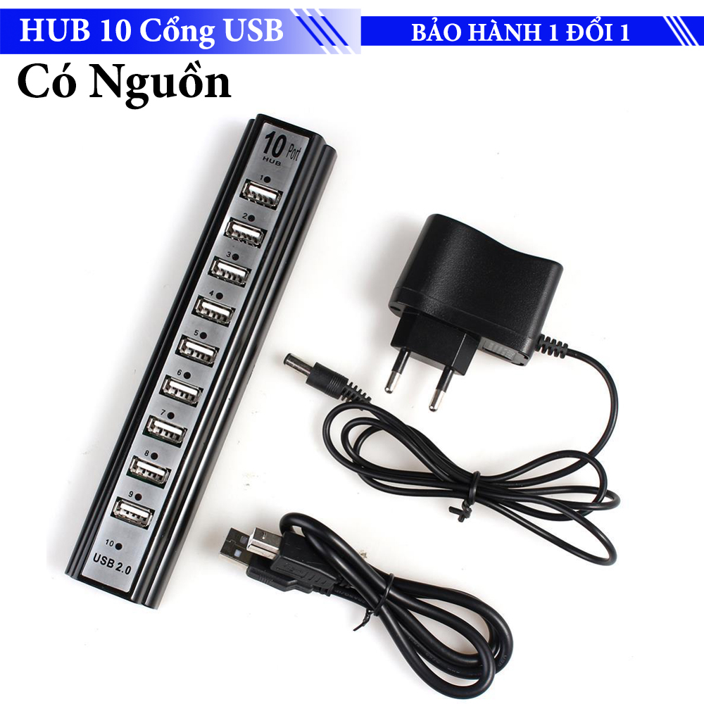 Hub USB 10 cổng có nguồn hỗ trợ