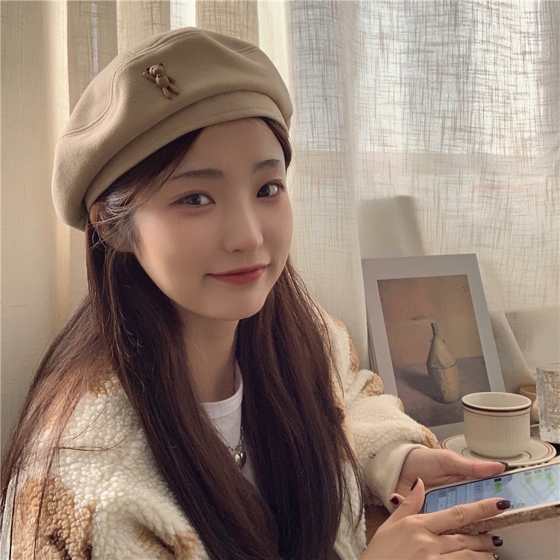 Mũ nồi beret tag gấu siêu xinh