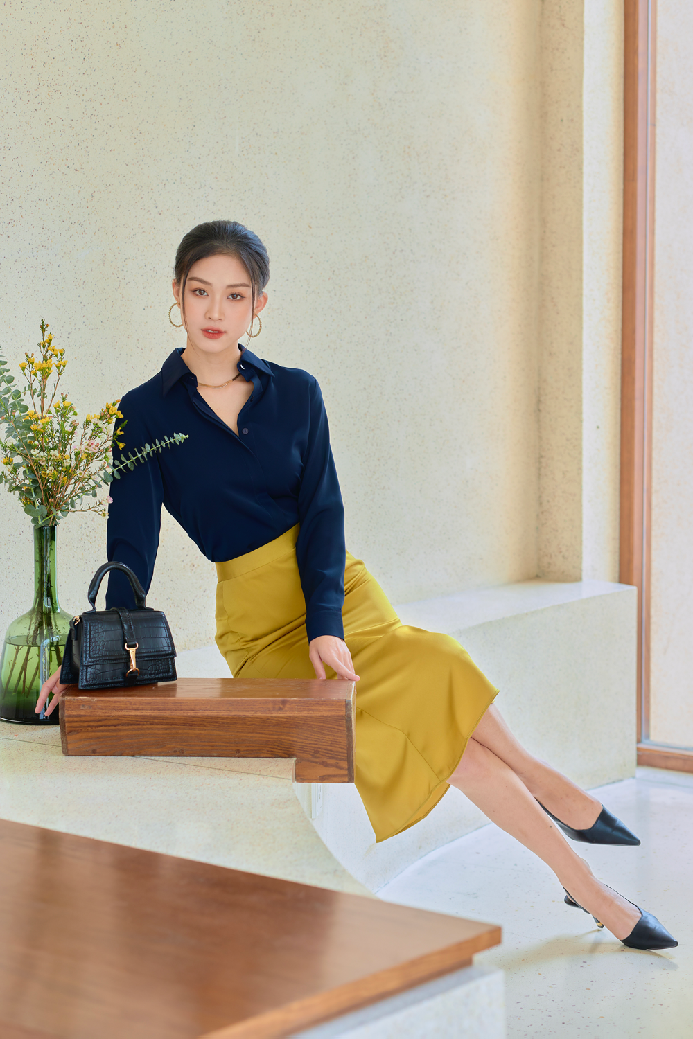 Chân Váy Đuôi Cá Công Sở Dáng Dài GILLEE Chất Lụa Mềm Mịn Nữ Tính Có Lót