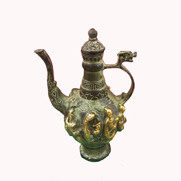 ấm đồng bát tiên cổ cao 16,5 ngang 11,5cm chất liệu đồng 400gram