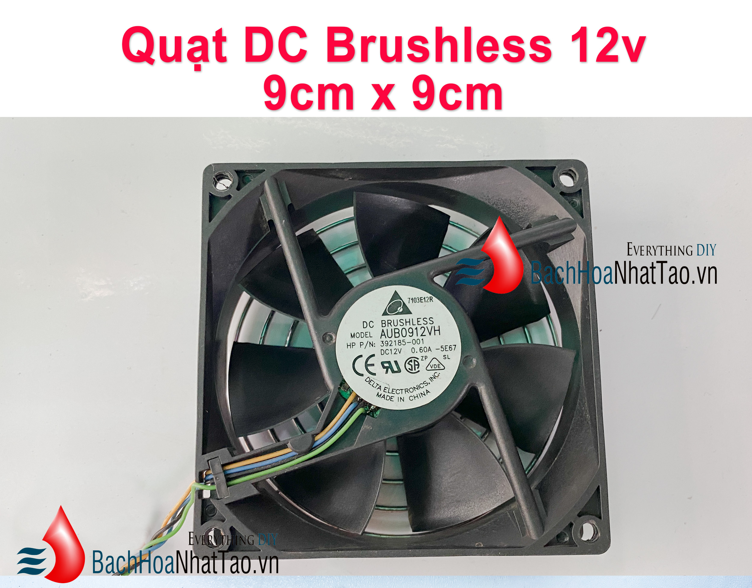 Quạt DC Blushless 12v vuông 9cm