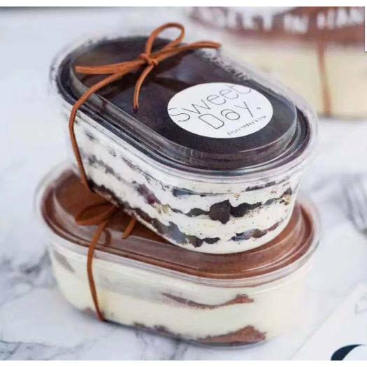 Lốc 50 - 100 hộp oval đựng tiramisu - hộp đựng bánh lạnh xy150g