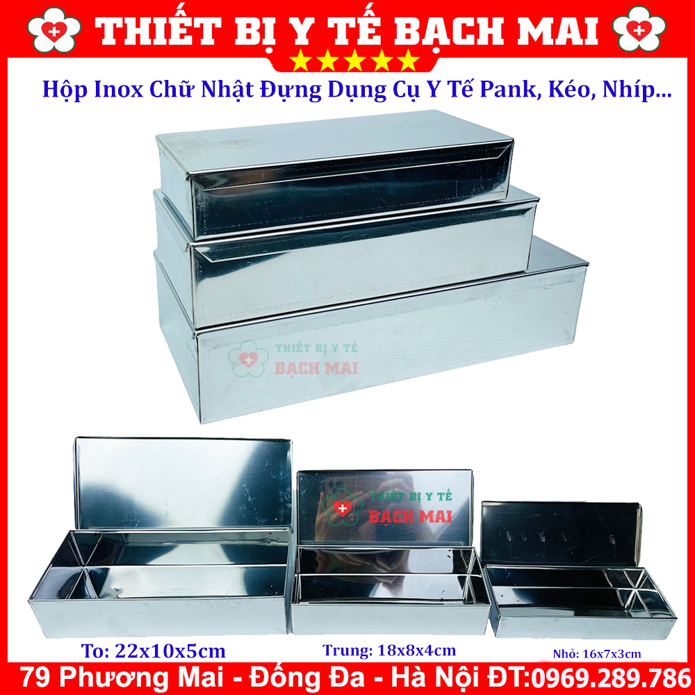 Hộp Inox Chữ Nhật Đựng Dụng Y Tế Các Cỡ  - Nhỏ