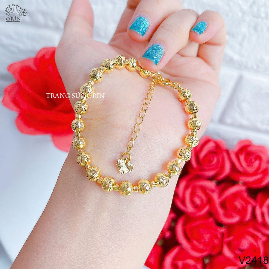 Vòng tay bi, lắc tay bi màu vàng thiết kế cao cấp Orin V2418