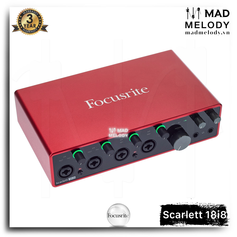 Focusrite Scarlett 18i8 USB Audio Interface (3rd Gen) [soundcard thu âm/kiểm âm chất lượng cao 18i8 Gen 3 thế hệ 3 NEW]