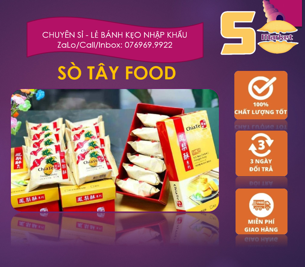 Bánh Dứa ChiaTe Đài Loan Thượng Hạng (Hộp 6 bánh)